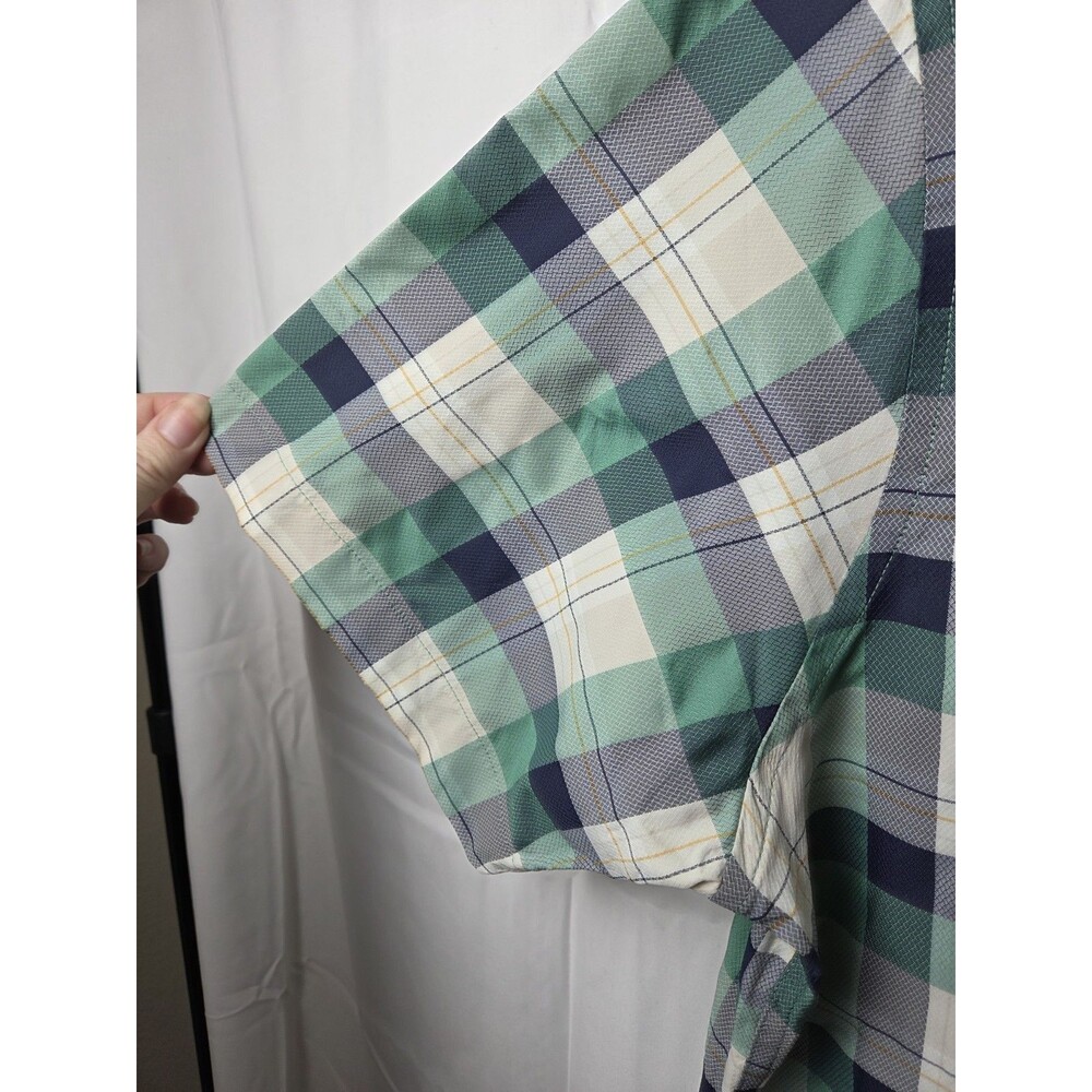 Eddie Bauer Men’s LT Lightweight Hiking Shirt Plaid Green Short Sleeve Camping - Picture 4 of 7